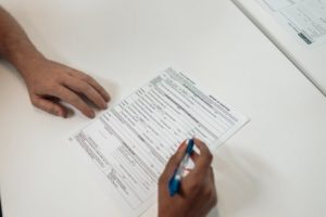 filling out a form